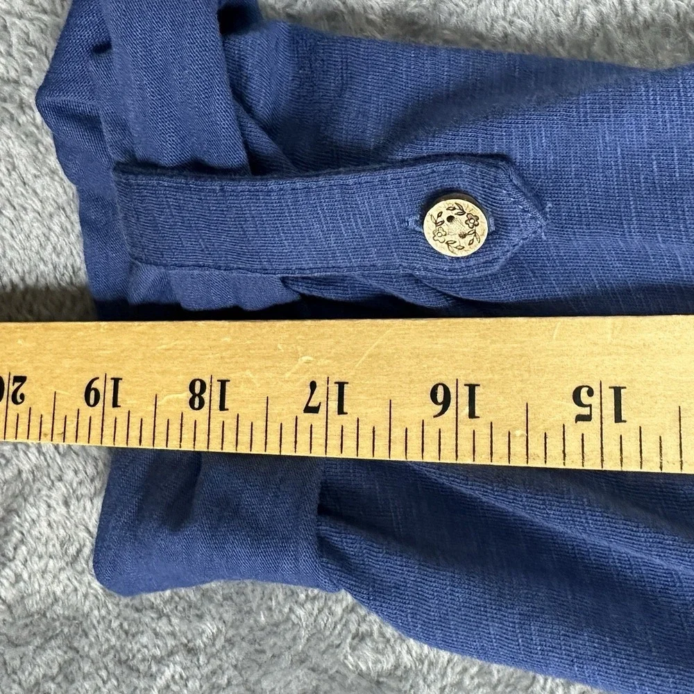 J Jill Hooded Jacket Women's‎ XL Blue Slouchy Pockets Roll Tab Sleeves Full Zip